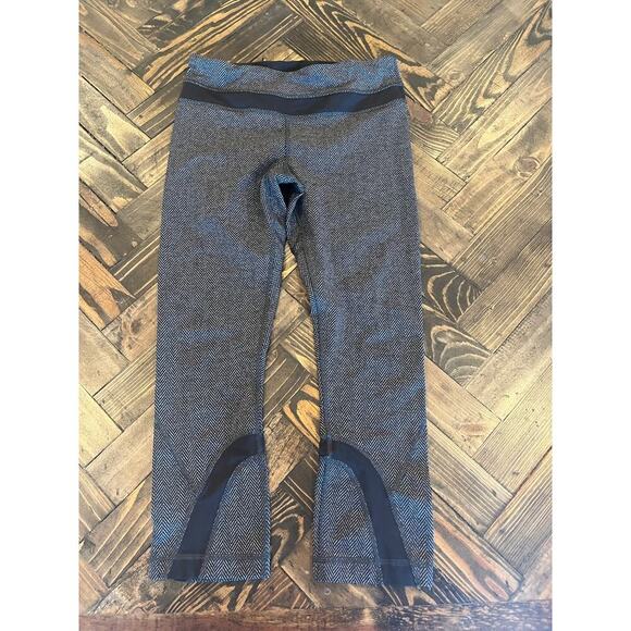 Lululemon Inspire Athleisure Workout Pants Women 6 Black Herringbone Patterned - Picture 1 of 10